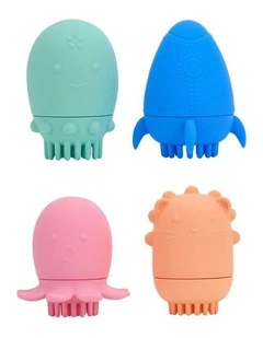 Annabel Trends Silicone Baby Bath Toy Combo Set Rocket Squid Octopus Lion