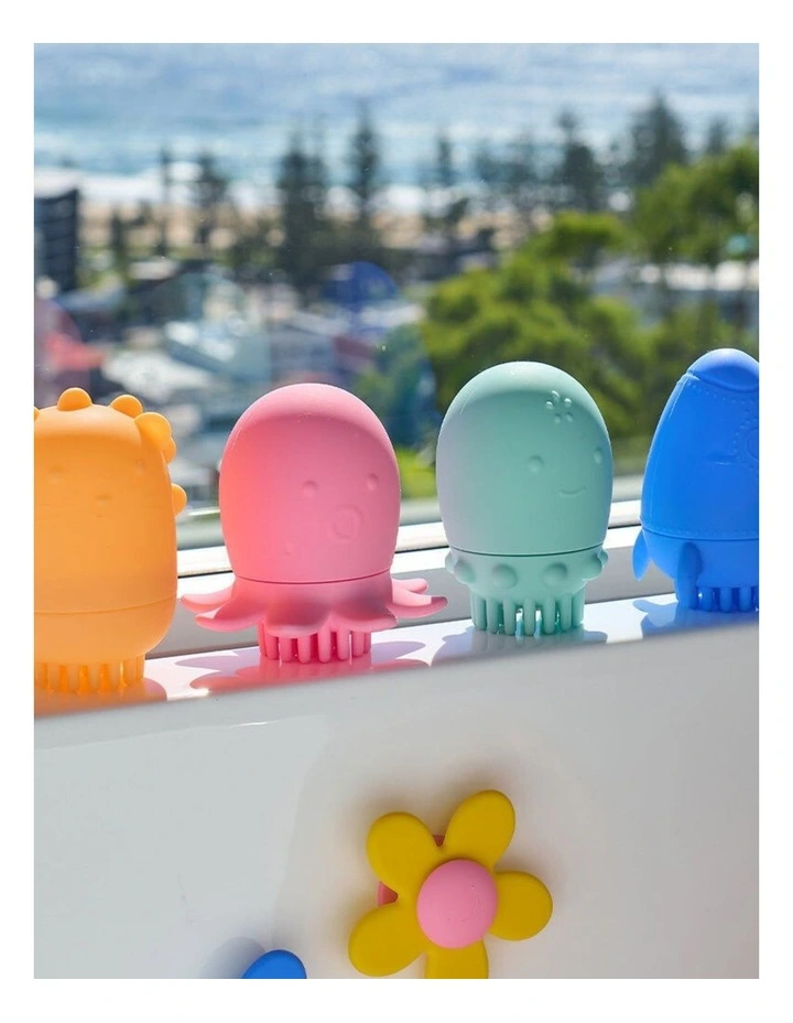 Annabel Trends Silicone Baby Bath Toy Combo Set Rocket Squid Octopus Lion image 3