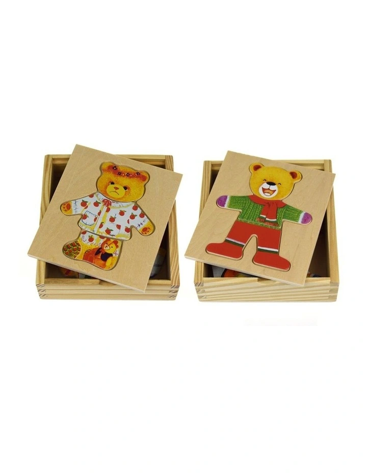 Kaper Kidz Dressing Bear Boy Girl Wooden Blocks Emotional Learning Toy 18m image 1