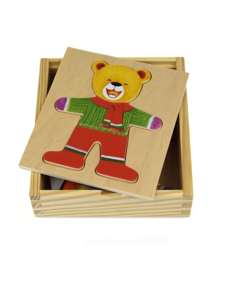 Kaper Kidz Dressing Bear Boy Girl Wooden Blocks Emotional Learning Toy 18m image 3