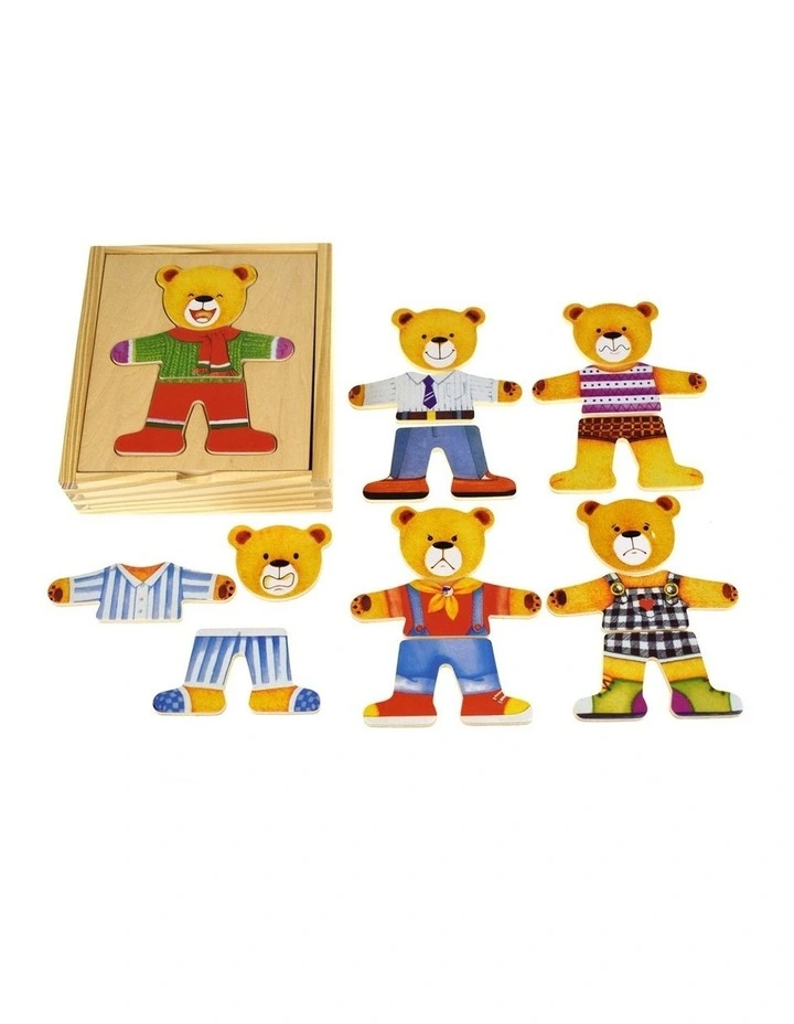 Kaper Kidz Dressing Bear Boy Girl Wooden Blocks Emotional Learning Toy 18m image 4