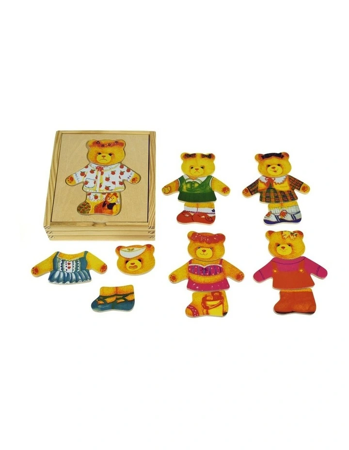 Kaper Kidz Dressing Bear Boy Girl Wooden Blocks Emotional Learning Toy 18m image 5