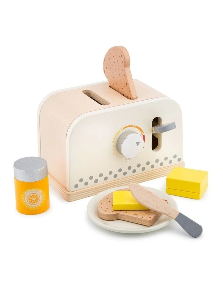New Classic Toys Pop-Up Toaster Wooden Toy Kids Pretend Play White 36m image 1