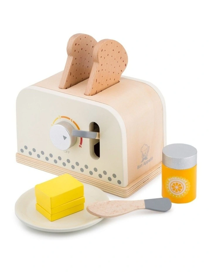 New Classic Toys Pop-Up Toaster Wooden Toy Kids Pretend Play White 36m image 2