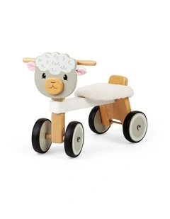 Bigjigs Toys Wooden Four Wheeled Ride On Sheep Play Toy 45.4x36.6cm 18m 
