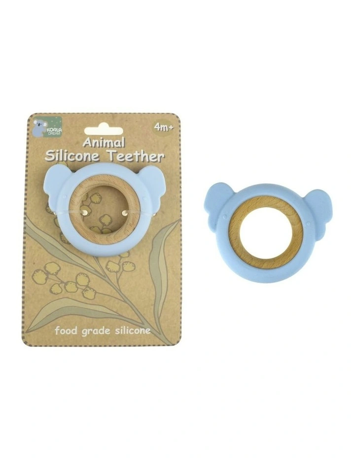 Koala Dream Silicone Wooden Koala Baby Toddler Chew Teether Blue 4M  image 2