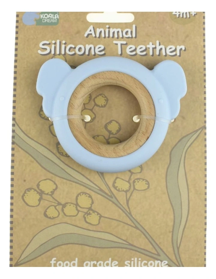 Koala Dream Silicone Wooden Koala Baby Toddler Chew Teether Blue 4M  image 4