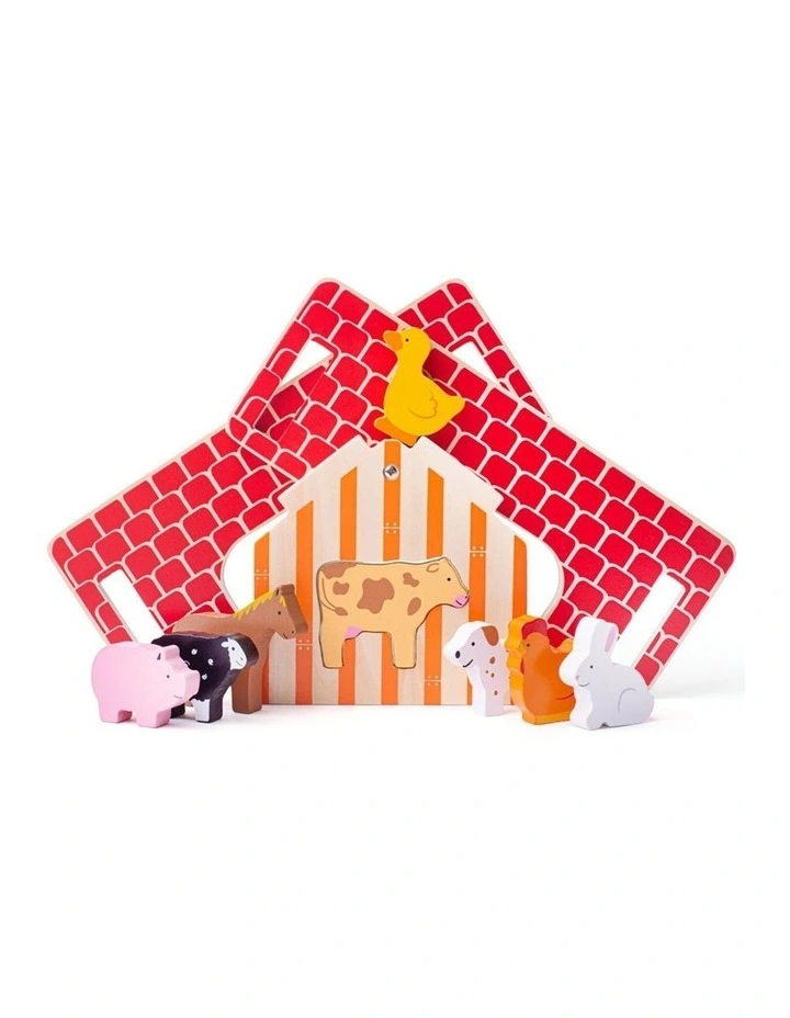 11pc Bigjigs Toys Wooden Farmhouse Sorter Kids Toy 12m  Multicoloured Wood image 3
