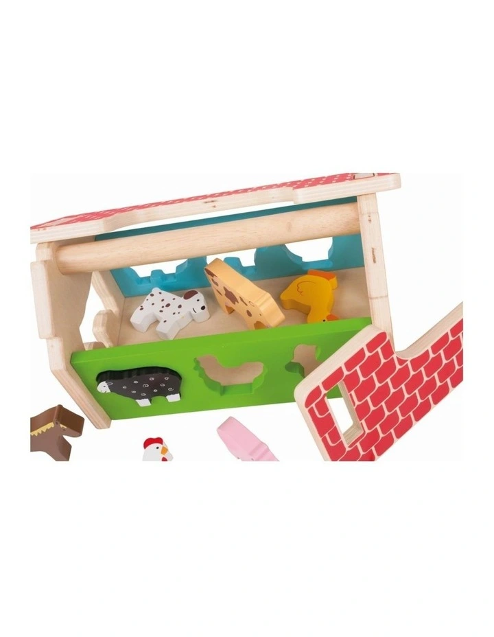11pc Bigjigs Toys Wooden Farmhouse Sorter Kids Toy 12m  Multicoloured Wood image 4