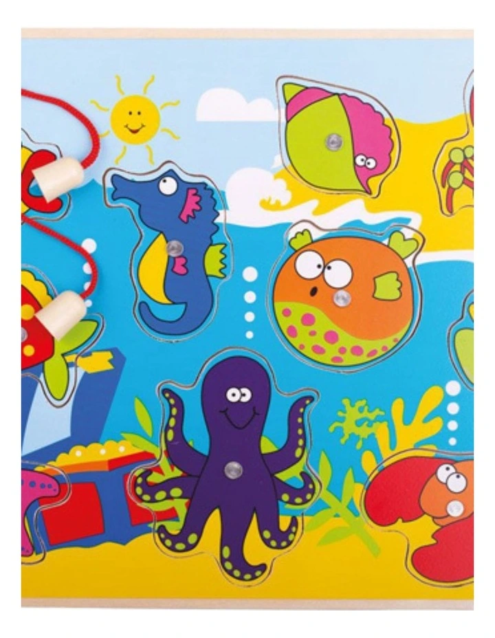 Bigjigs Toys Magnetic Fishing Fun Kids Wooden Toy 18m  Multicoloured 30cm image 2