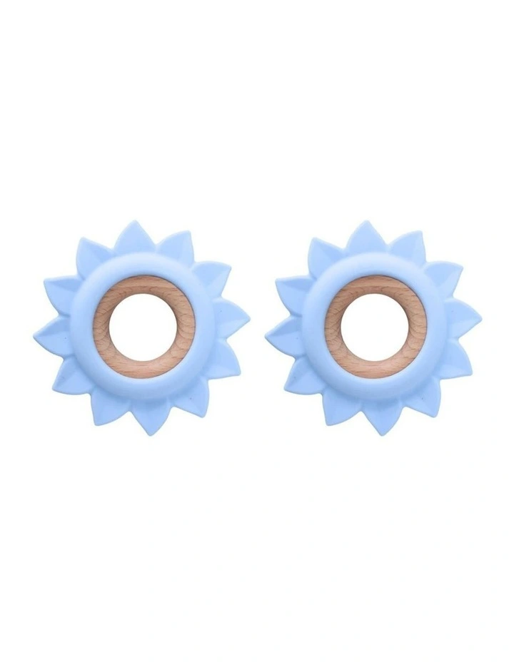 2 Pack Koala Dream Silicone Soothing Teether Blue Sunflower Design 4M  image 1