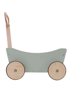 Kinderfeets Pull Wagon Walker Kids Wooden Toy Silver Sage 12m 