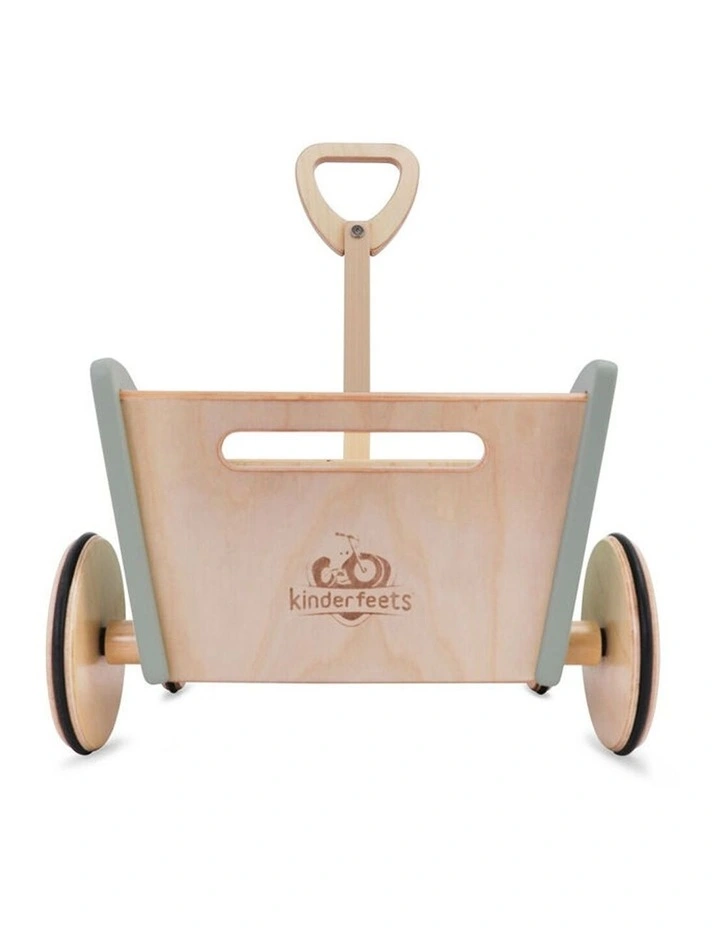 Kinderfeets Pull Wagon Walker Kids Wooden Toy Silver Sage 12m  image 2
