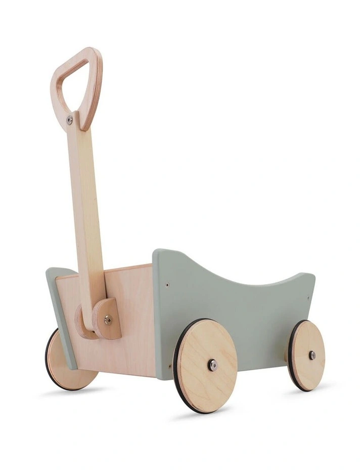 Kinderfeets Pull Wagon Walker Kids Wooden Toy Silver Sage 12m  image 4