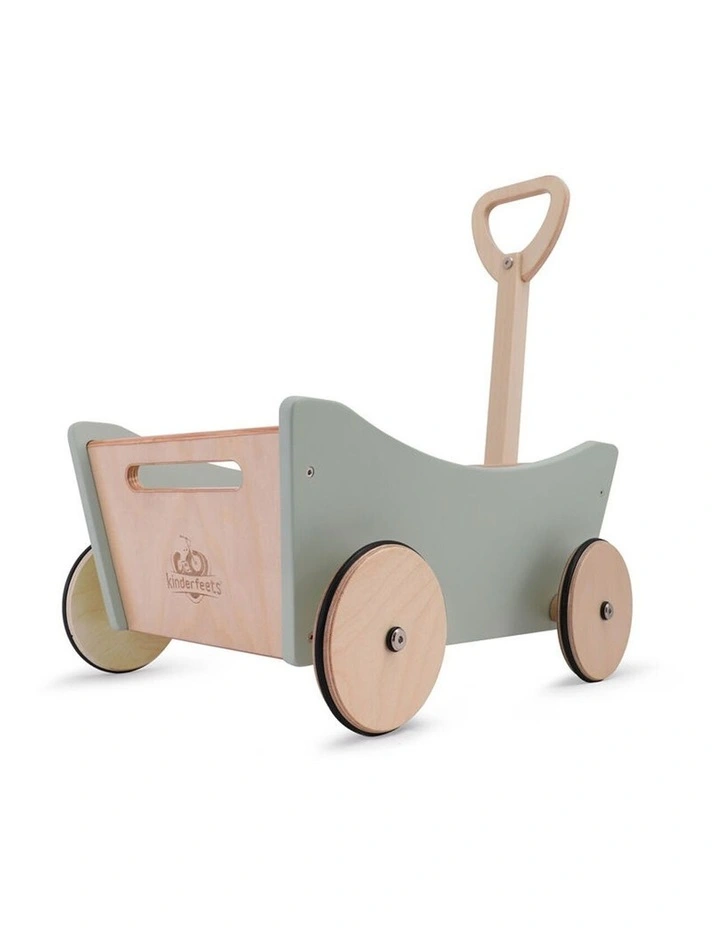 Kinderfeets Pull Wagon Walker Kids Wooden Toy Silver Sage 12m  image 5