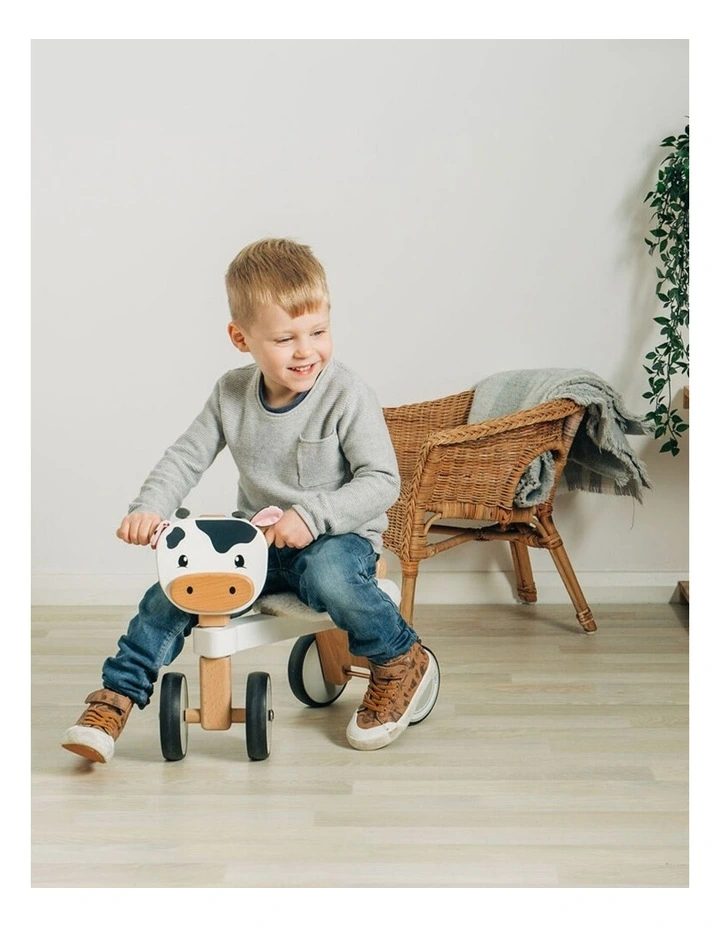 Bigjigs Toys Wooden Ride On Cow Role Play Kids Pretend Toy 45.3x36.2cm image 2