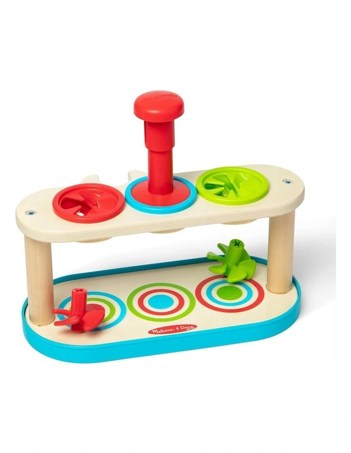 Melissa & Doug Match & Push Spinning Tops Wooden Toy Colorful Kids 2y image 1