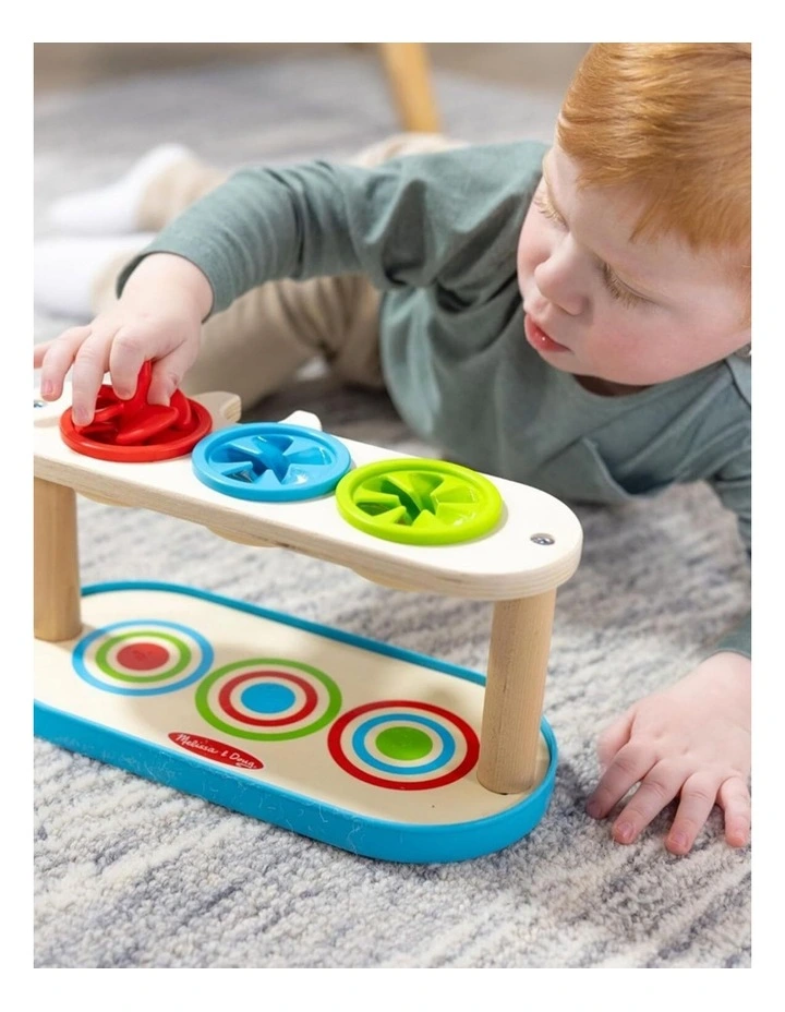 Melissa & Doug Match & Push Spinning Tops Wooden Toy Colorful Kids 2y image 3