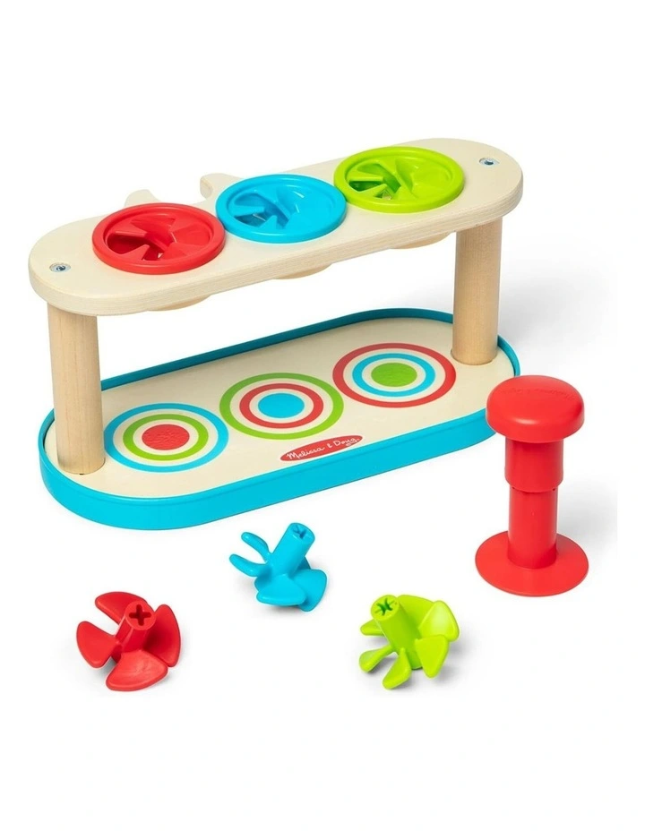 Melissa & Doug Match & Push Spinning Tops Wooden Toy Colorful Kids 2y image 4