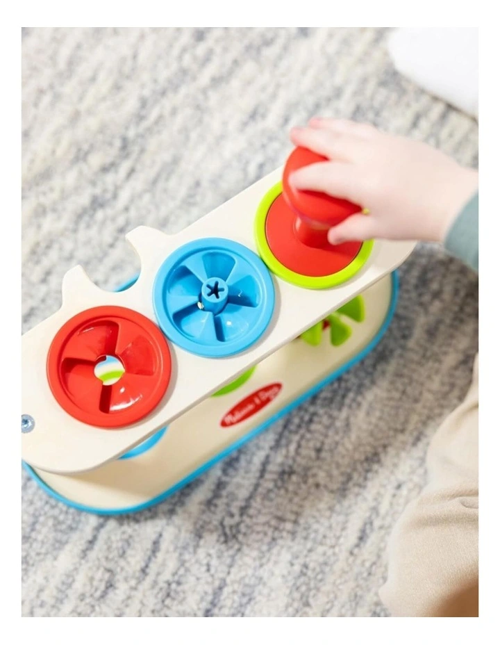 Melissa & Doug Match & Push Spinning Tops Wooden Toy Colorful Kids 2y image 5