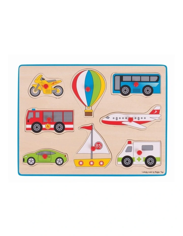 8pc Bigjigs Toys Lift Out Puzzle Transport Wooden Toy 3y Multicoloured image 1