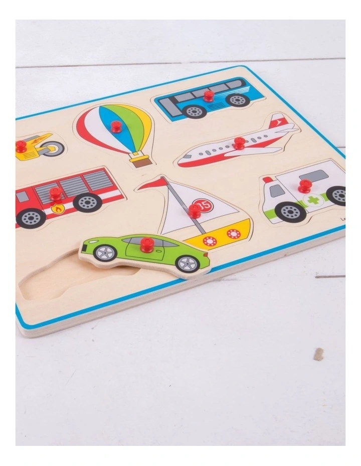 8pc Bigjigs Toys Lift Out Puzzle Transport Wooden Toy 3y Multicoloured image 2