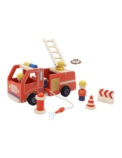 Kaper Kidz Wooden Fire Engine Playset with Hose Hydrant Ladder Kids Toy 3y 