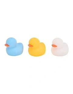 3pc Annabel Trends Silicone Squeezy Duck Bathtime Toys Set Blue Yellow
