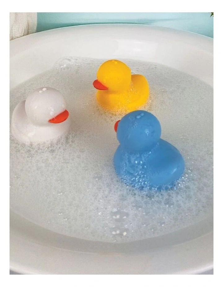 3pc Annabel Trends Silicone Squeezy Duck Bathtime Toys Set Blue Yellow image 7
