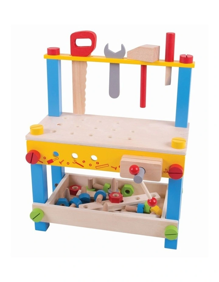 Bigjigs Toys My First Workbench Kids Wooden Pretend Play Toy Set 3y image 1