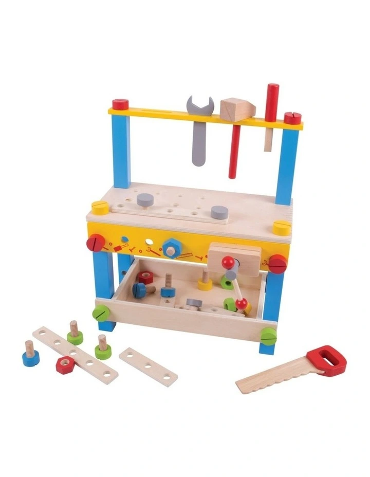 Bigjigs Toys My First Workbench Kids Wooden Pretend Play Toy Set 3y image 2