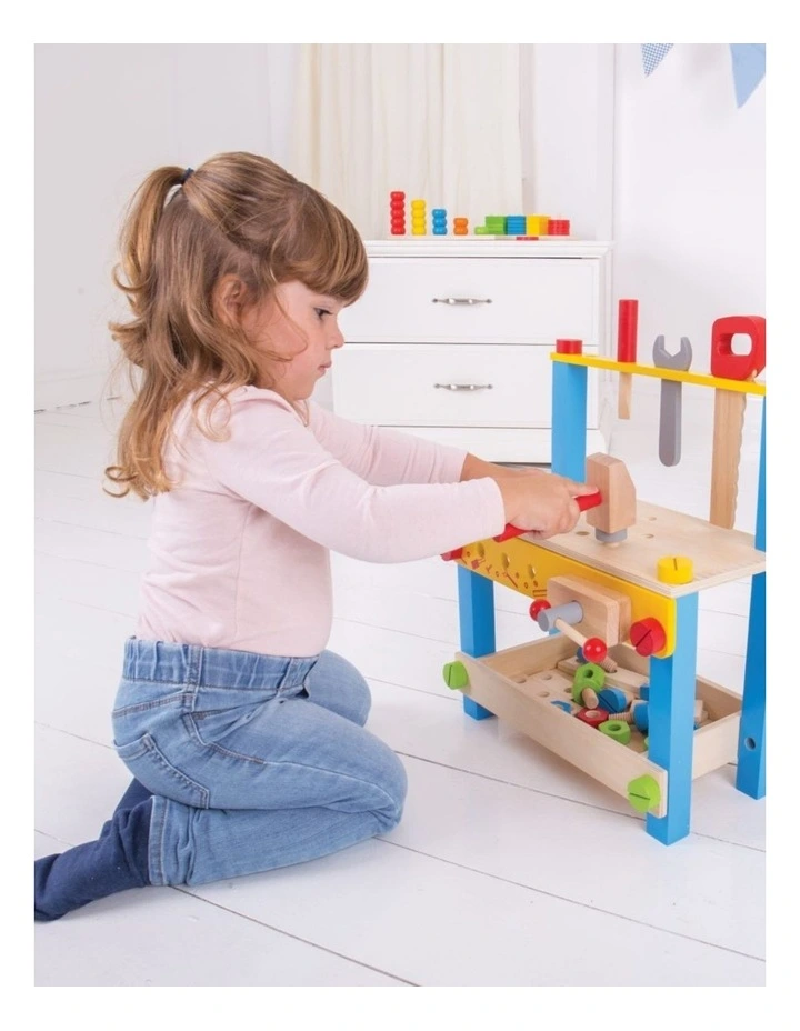 Bigjigs Toys My First Workbench Kids Wooden Pretend Play Toy Set 3y image 3