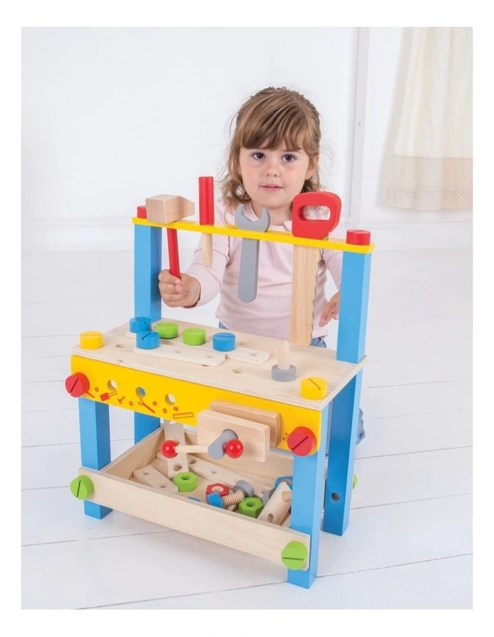 Bigjigs Toys My First Workbench Kids Wooden Pretend Play Toy Set 3y image 5