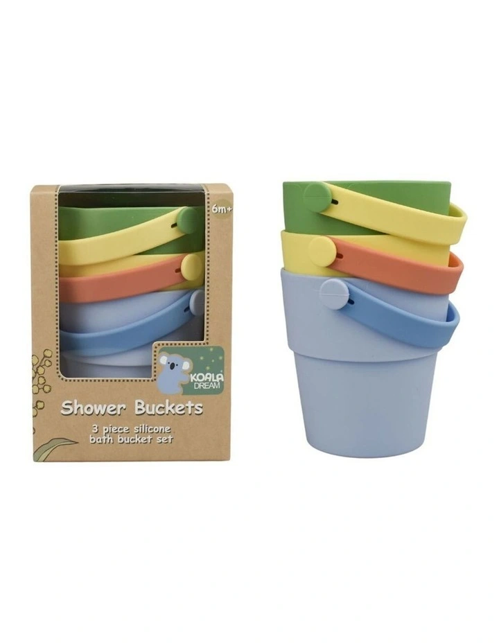 3pc Koala Dream Silicone Shower Buckets Set Green Bath Toy 6m image 1