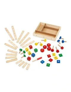 48pc Melissa & Doug Construction Set Wooden Kids Toy Building Kit 4y 