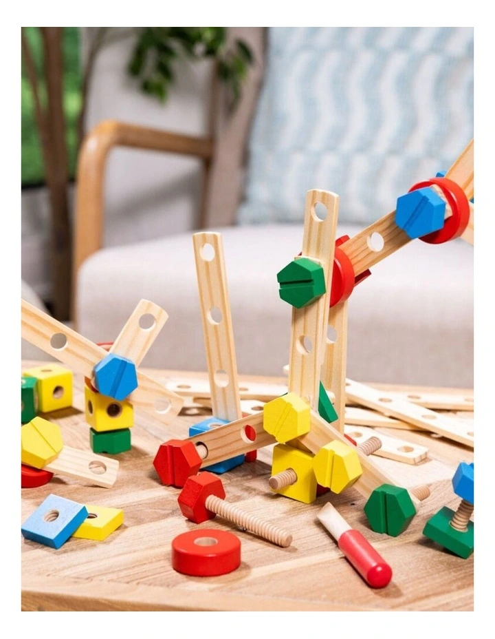 48pc Melissa & Doug Construction Set Wooden Kids Toy Building Kit 4y  image 3