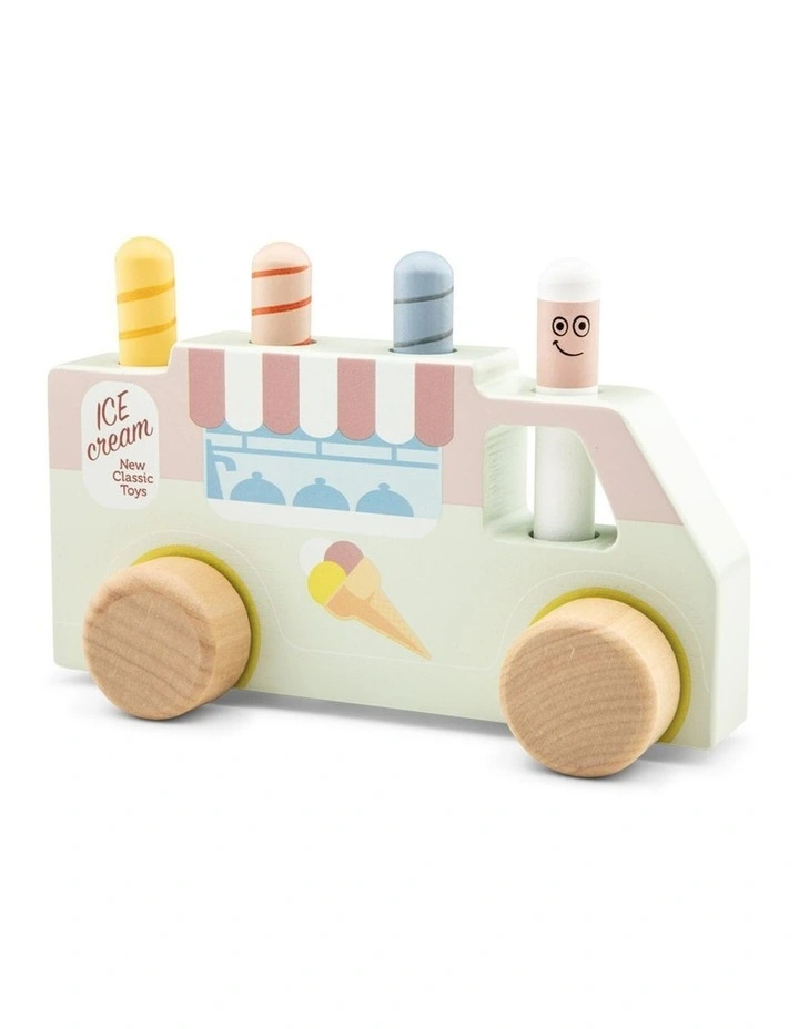 New Classic Toys Pop Up Wooden Ice Cream and School Bus Toy Kids Children 24m image 2