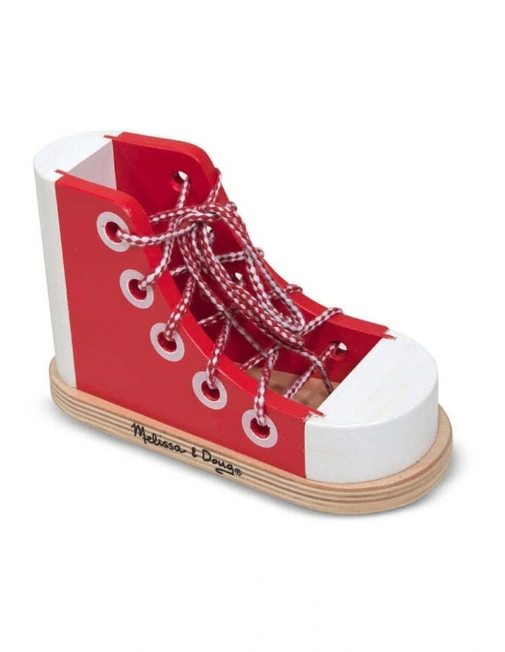 Melissa & Doug Wooden Lacing Sneaker Toy For Shoe Tying Practice Kids 3y image 4