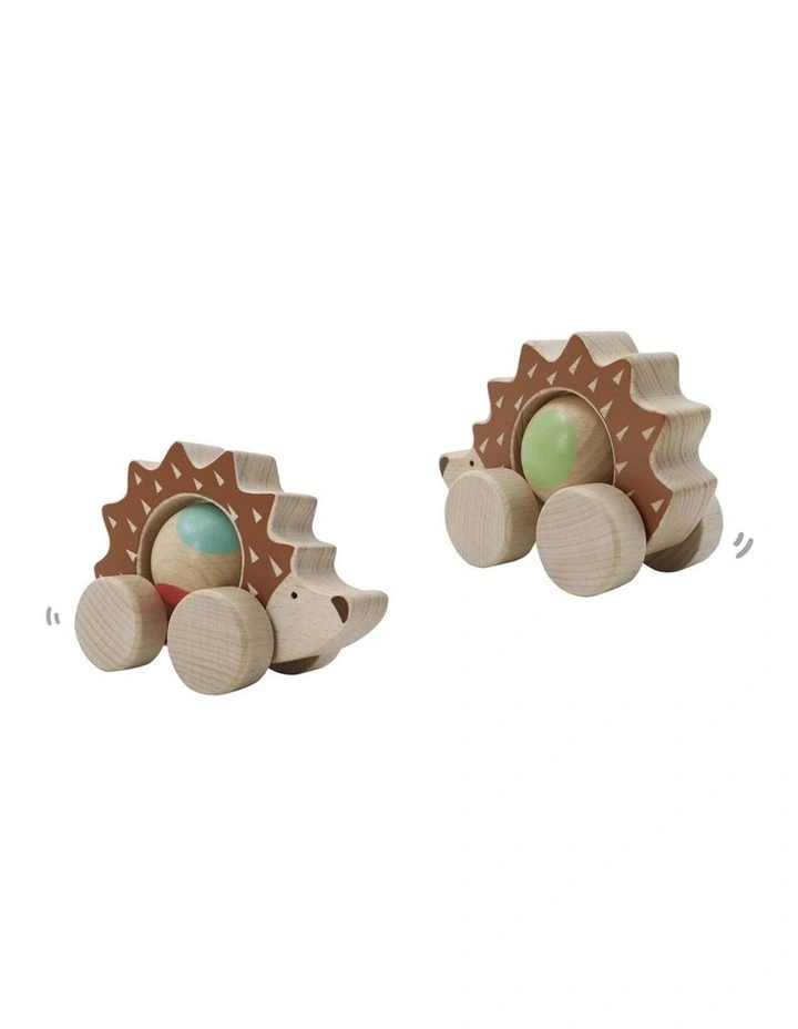 Kaper Kidz Eco Play Push A Long Spinning Hedgehog Kids Wooden Toy 12m  image 2