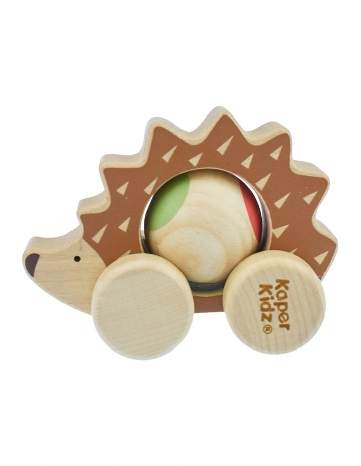 Kaper Kidz Eco Play Push A Long Spinning Hedgehog Kids Wooden Toy 12m  image 3