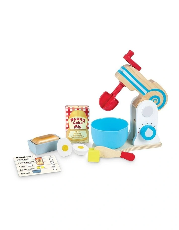 Melissa & Doug Wooden Make-A-Cake Mixer Set Kids Pretend Play Toy 3y image 1
