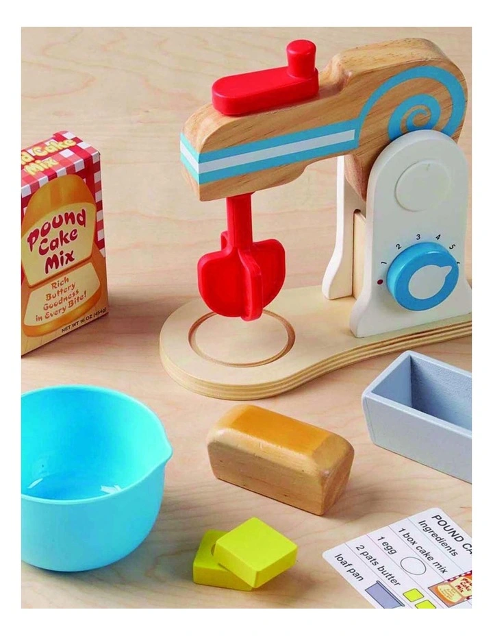 Melissa & Doug Wooden Make-A-Cake Mixer Set Kids Pretend Play Toy 3y image 2