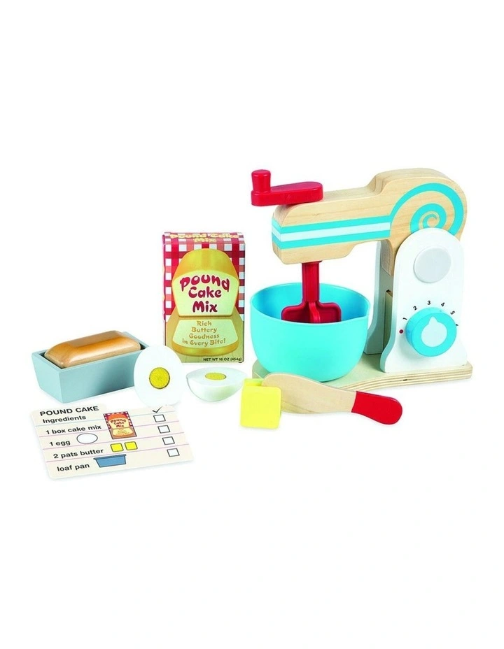 Melissa & Doug Wooden Make-A-Cake Mixer Set Kids Pretend Play Toy 3y image 4
