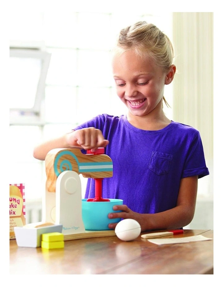 Melissa & Doug Wooden Make-A-Cake Mixer Set Kids Pretend Play Toy 3y image 5