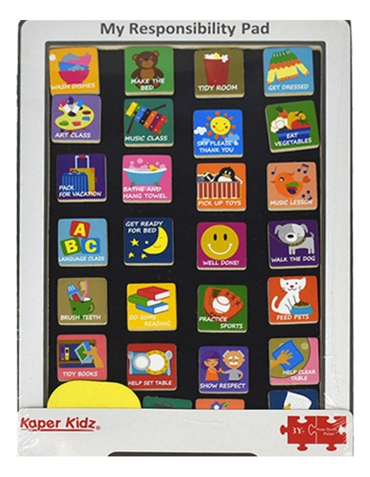 Kaper Kidz My Responsibility Wooden Magnetic Chore Board Educational Toy 3y image 1