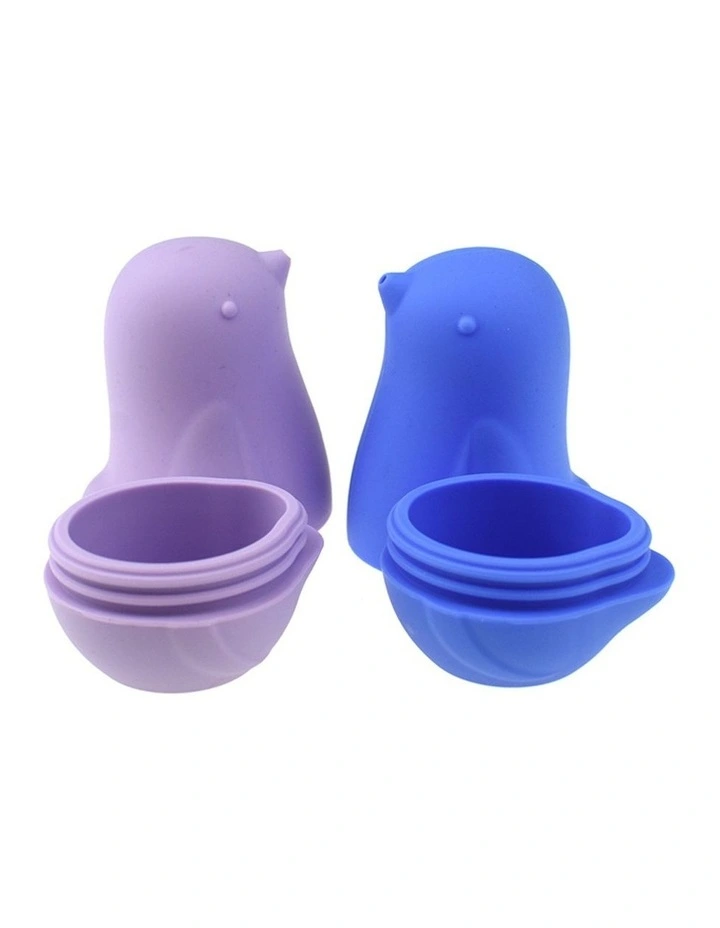 2pc Koala Dream Silicone Bath Birds Pouring Toy Set Purple Kids 10m Safe image 3
