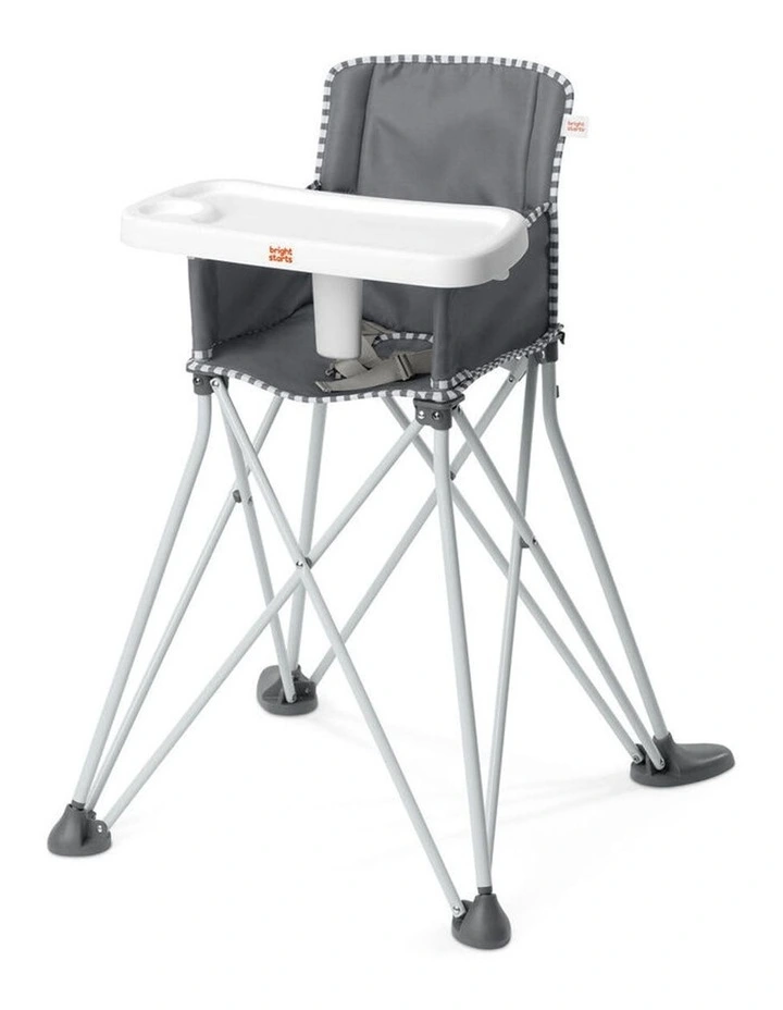 Bright Starts Pop 'N Dine Portable On-The-Go Toddler High Chair Grey 6m image 1