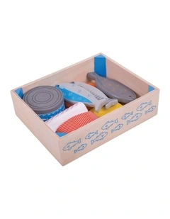 Bigjigs Toys Wooden Fish Crate Kids Pretend Play Toy 18m  Multicoloured
