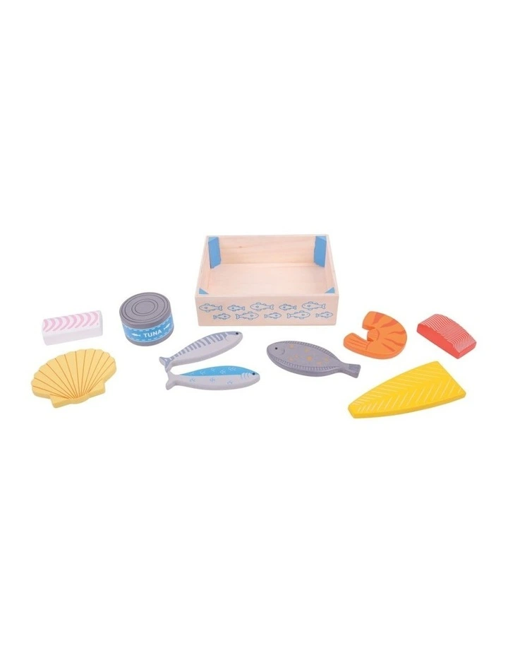 Bigjigs Toys Wooden Fish Crate Kids Pretend Play Toy 18m Multicoloured image 3