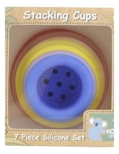 7pc Koala Dream Silicone Stacking Cups Baby Toddler Toy Pink 0m 